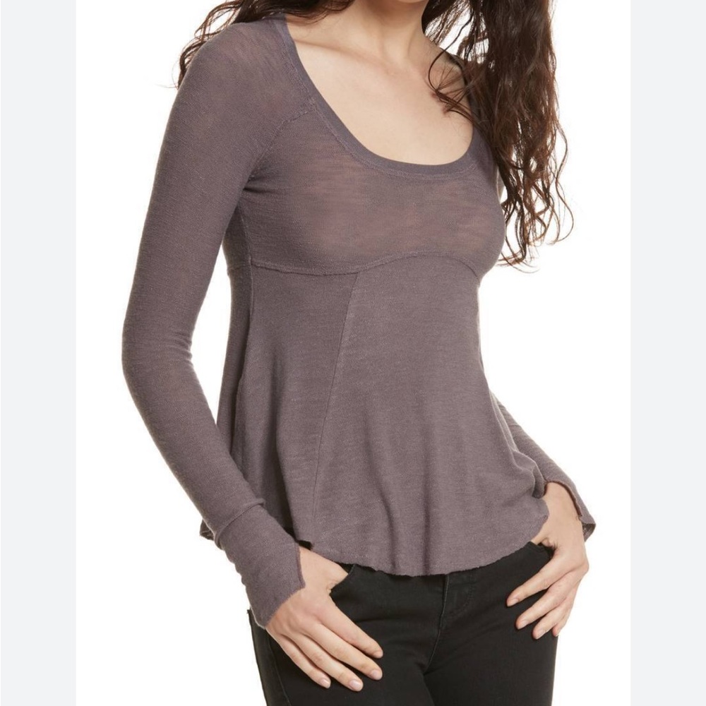 NWT Free People Super Scoop Purple long sleeve shirt size small